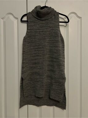 Cynthia Rowley Sleeveless Cowl Neck Tunic Sweater - Gray Wool blend